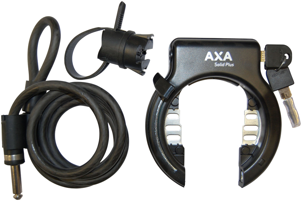 Lås AXA Solid Plus Sort u/bolt m.wire 1500x10mm